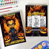 Halloweenpunk Spiral Coloring Book: 30 Coloring Pages, Fusing the Spookiness of Halloween with Punk Attitude