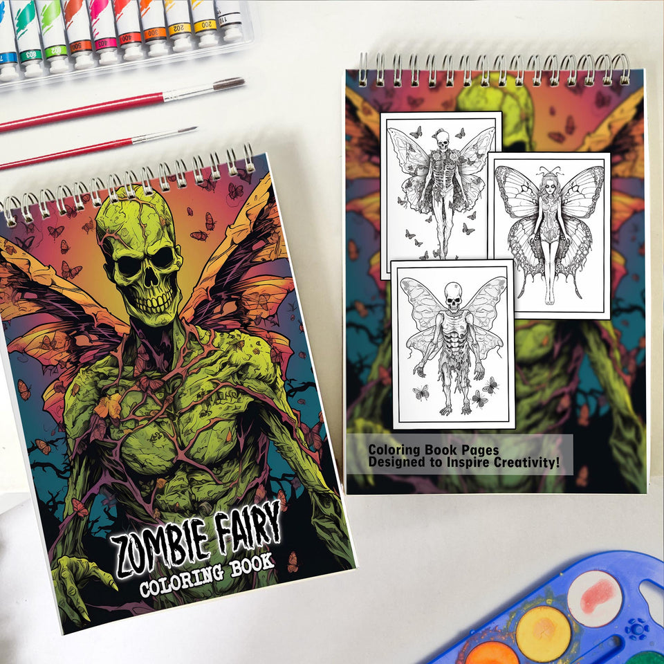 Zombie Fairy Spiral-Bound Coloring Book: 30 Exquisite Coloring Pages for Gothic and Fantasy Enthusiasts to Bring these Enchanting Creatures to Life