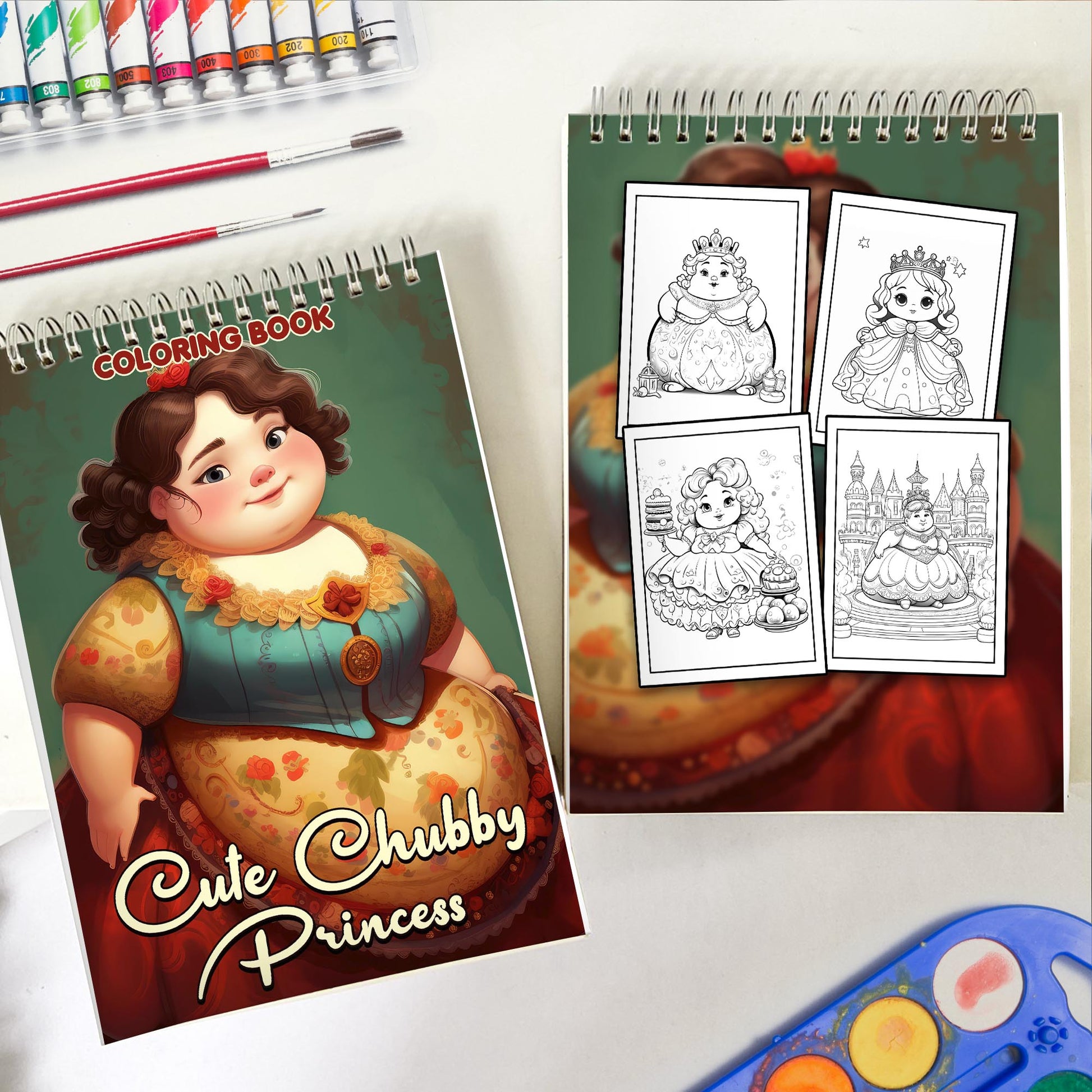 Cute Chubby Princess Spiral Bound Coloring Book: 30 Mesmerizing Coloring Pages in the Cute Chubby Princess Coloring Book