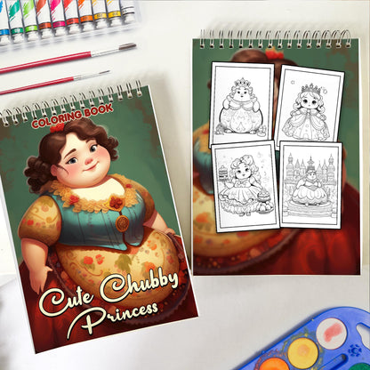 Cute Chubby Princess Spiral Bound Coloring Book: 30 Mesmerizing Coloring Pages in the Cute Chubby Princess Coloring Book