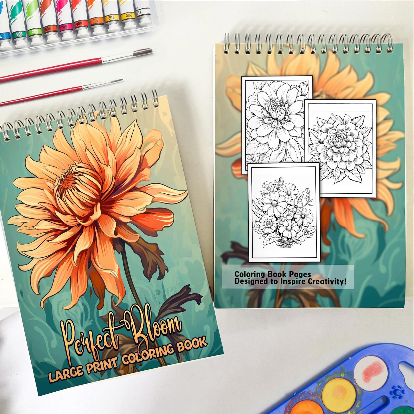 Perfect Bloom Large Print Spiral Coloring Book: Explore the Beauty of Flowers in the Perfect Bloom Coloring Book