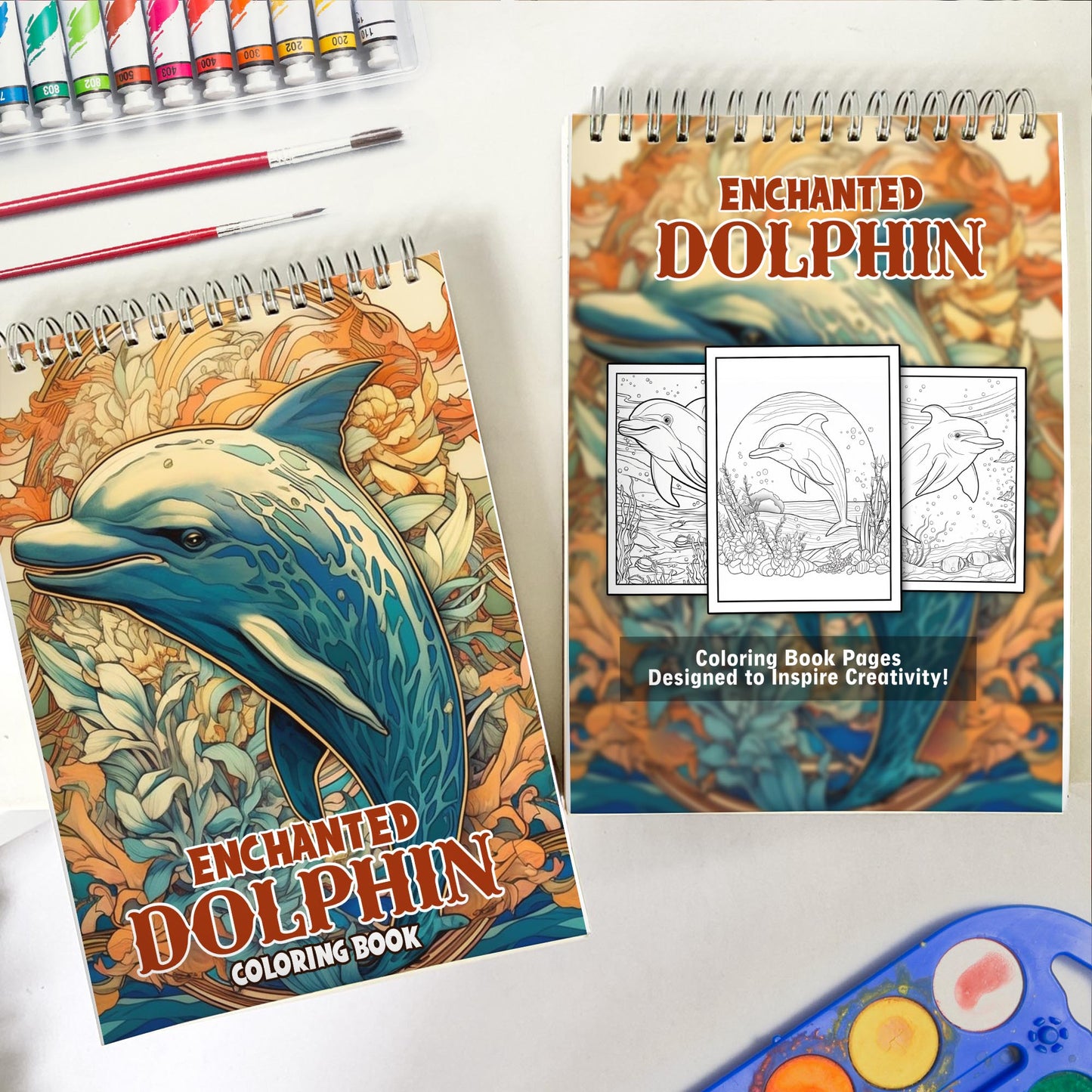 Enchanted Dolphin Spiral Bound Coloring Book: Relaxation, Mindfulness, and Fun for All Ages