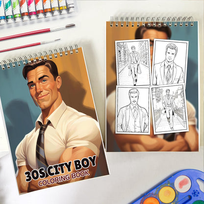 30s City Boy Spiral Bound Coloring Book: 30 City Boy Coloring Pages for a Stylish and Artistic Coloring Adventure