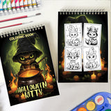 Halloween Kitty Spiral-Bound Coloring Book: 30 Artistic Coloring Pages Inspired by the Whimsy of Halloween Kitties. 
