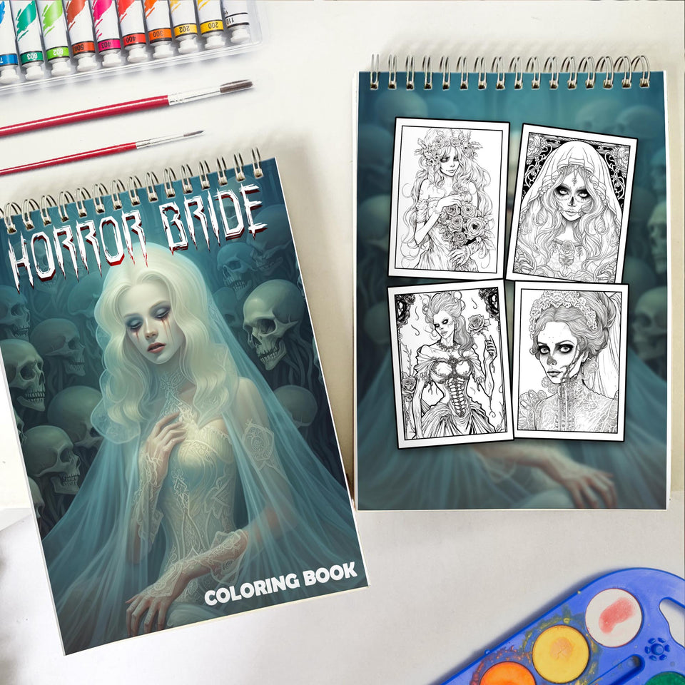 Horror Bride Spiral Coloring Book: 30 Charming Horror Bride Coloring Pages for Coloring Enthusiasts to Embrace the Haunting Elegance and Dark Romance of Horror Bride Art