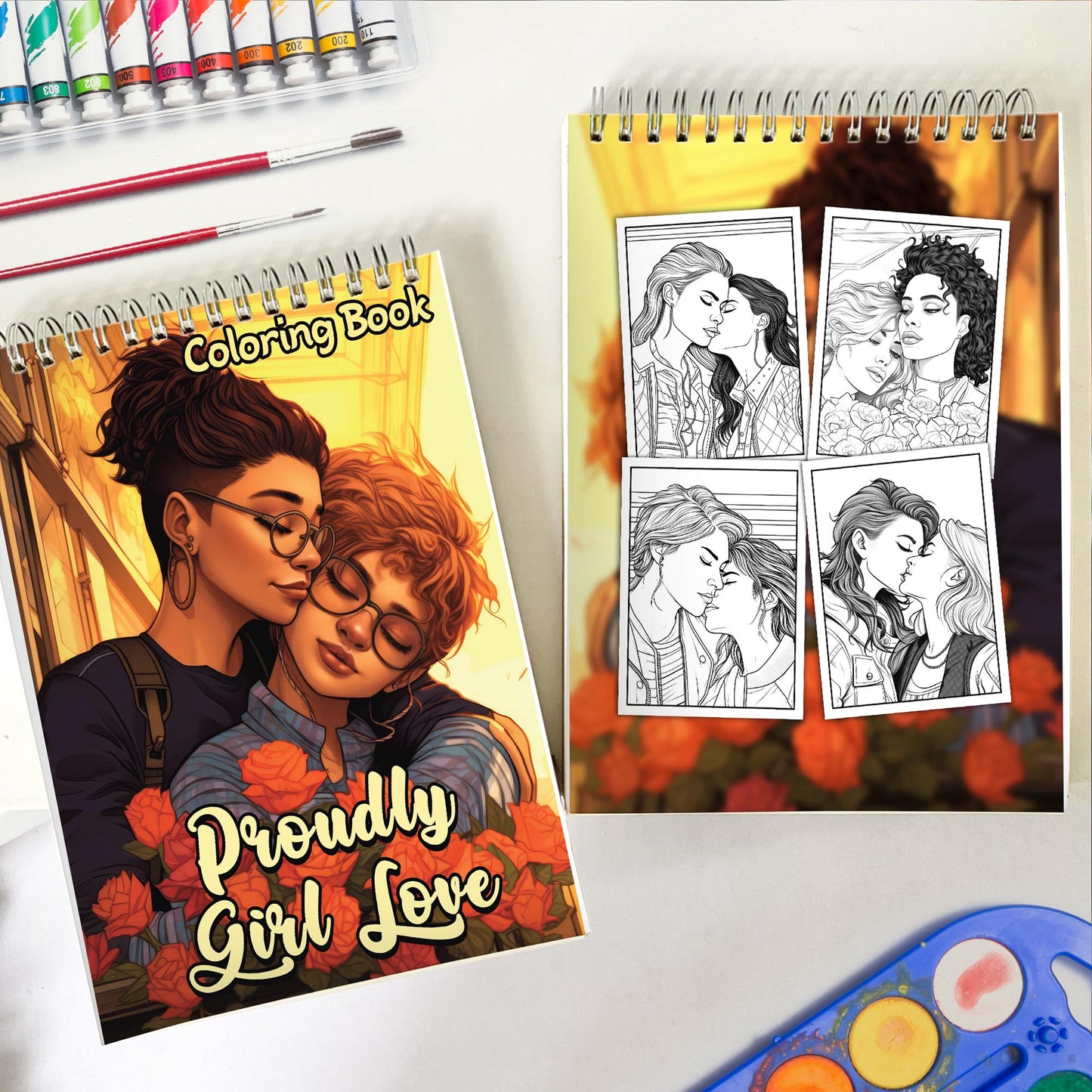 Proudly Girl Love Spiral Bound Coloring Book: 30 Captivating Coloring Scenes of Proud and Loving Couples