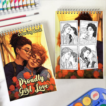 Proudly Girl Love Spiral Bound Coloring Book: 30 Captivating Coloring Scenes of Proud and Loving Couples
