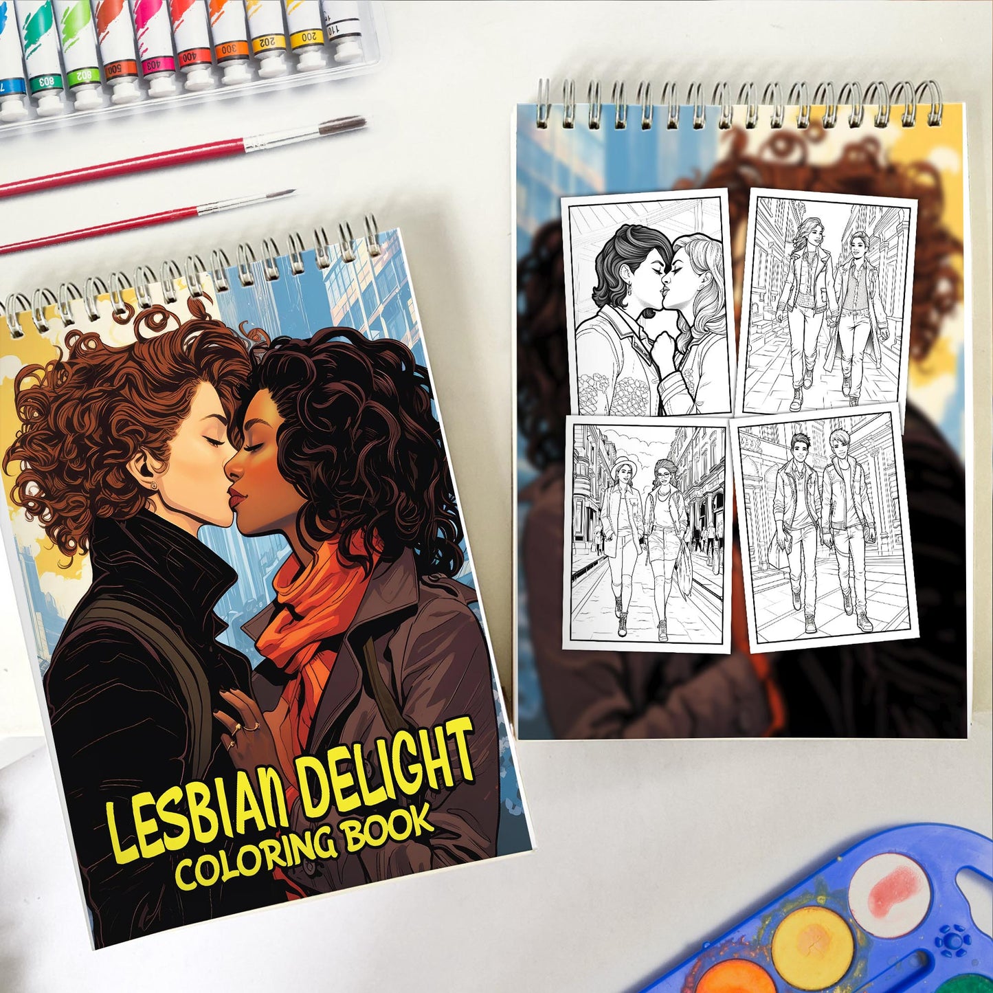Lesbian Delight Spiral Bound Coloring Book: 30 Captivating Coloring Scenes of Delighted Couples