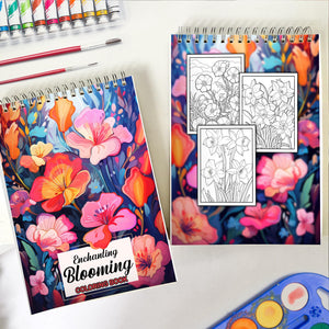 Enchanting Blooming Spiral-Bound Coloring Book: 30 Whimsical Coloring Pages of Enchanting Blooms