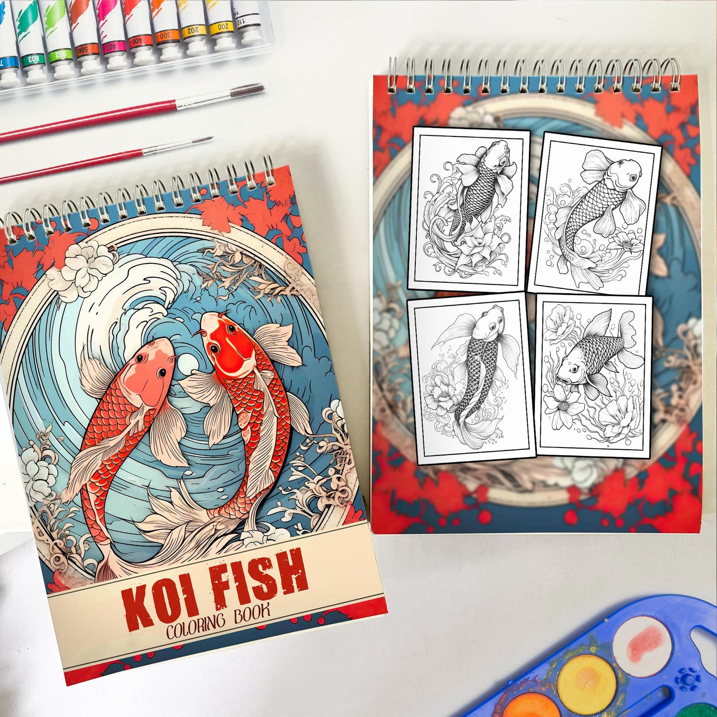 Koi Fish Coloring Book: Unleash Your Creativity with 30 Coloring Pages, Capturing the Harmony and Serenity of Koi Fish in Peaceful Water Gardens