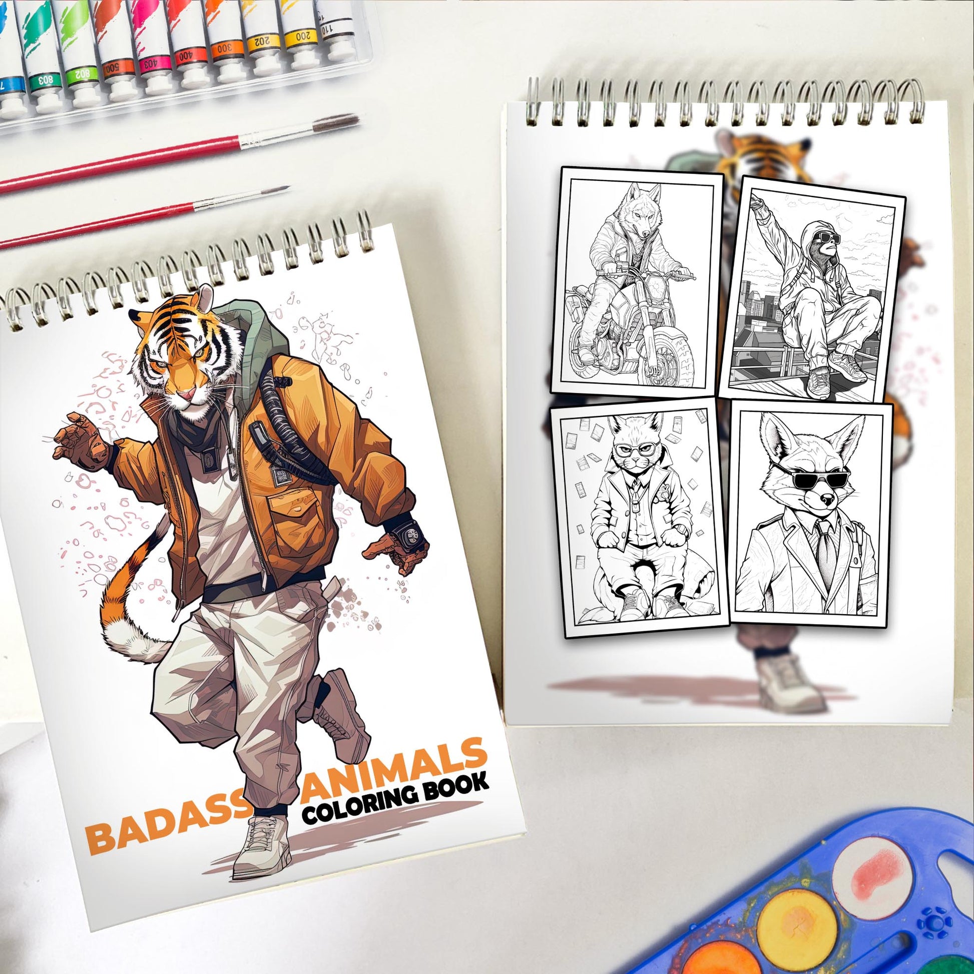 Badass Animals Spiral Coloring Book: 0 Bold and Badass Animal Illustrations for Artistic Souls