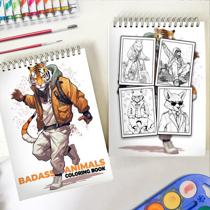 Badass Animals Spiral Coloring Book: 0 Bold and Badass Animal Illustrations for Artistic Souls