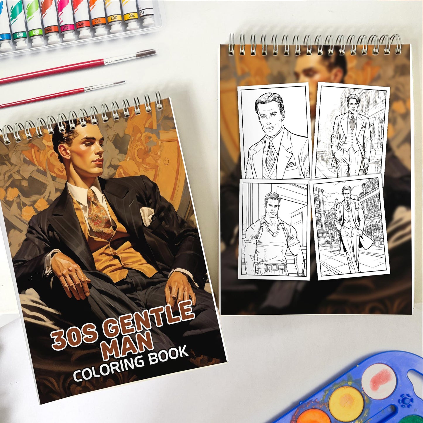 30s Gentle Man Spiral Bound Coloring Book: 30s Gentlemen with 30 Gentle Man Coloring Pages for a Stylish and Artistic Journey