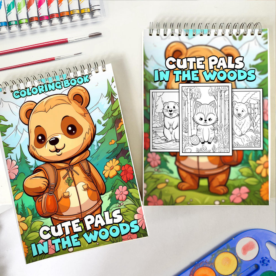 Cute Pals in the Woods Spiral-Bound Coloring Book: 30 Exquisite Coloring Pages for Fans of Cute Animals