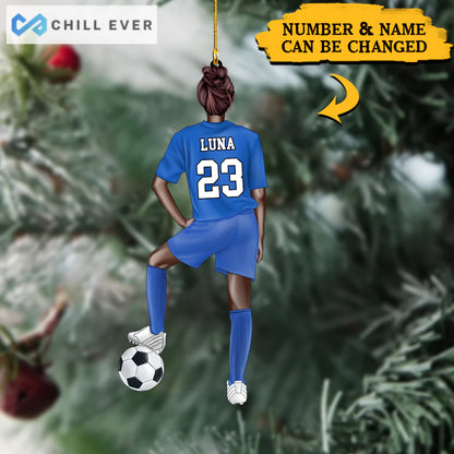 Personalized soccer player Christmas Ornament, Custom Shape Ornament Decor CTH01