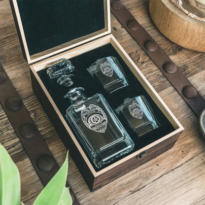 Premium Decanter Gift set for Police Officer, Personalised Decanter Set