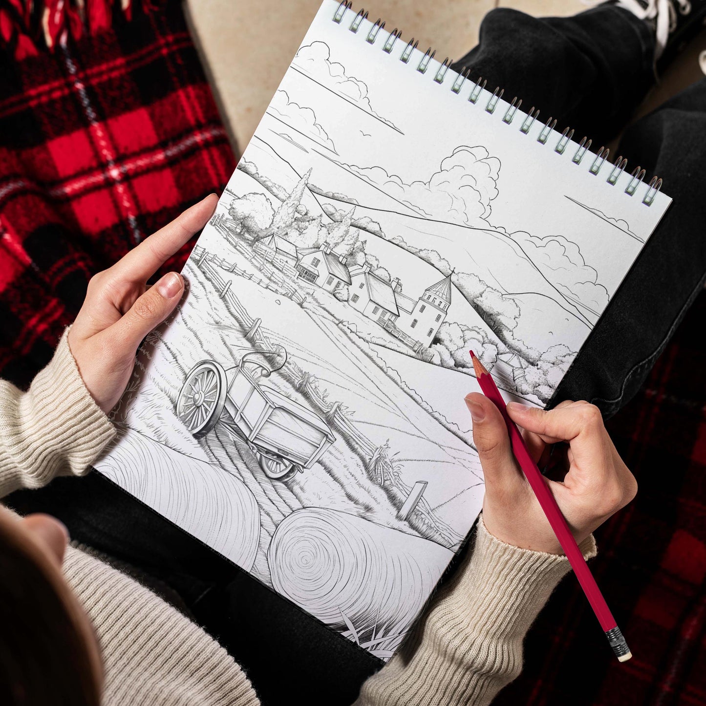 Countryside Landscapes Spiral Coloring Book: Enchanting Rural Vistas, Immerse Yourself in the Serenity of Countryside Landscapes