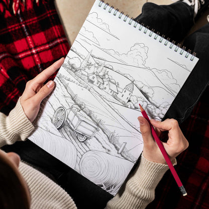 Countryside Landscapes Spiral Coloring Book: Enchanting Rural Vistas, Immerse Yourself in the Serenity of Countryside Landscapes