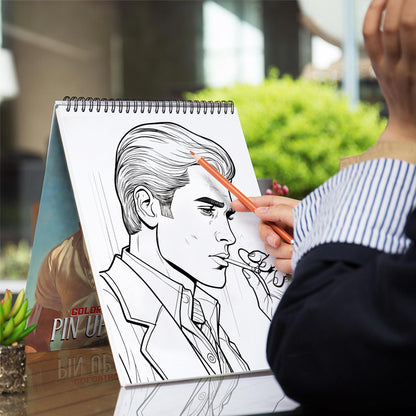 Pin-Up Boys Coloring Book: Dive into 30 Alluring Coloring Pages, Capturing the Charismatic Charms and Magnetic Presence of Pin-Up Boys