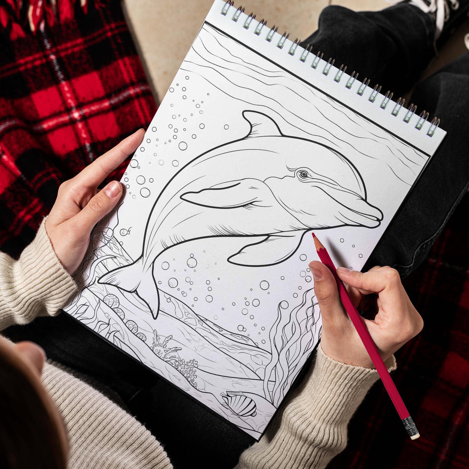 Enchanted Dolphin Spiral Bound Coloring Book: Relaxation, Mindfulness, and Fun for All Ages