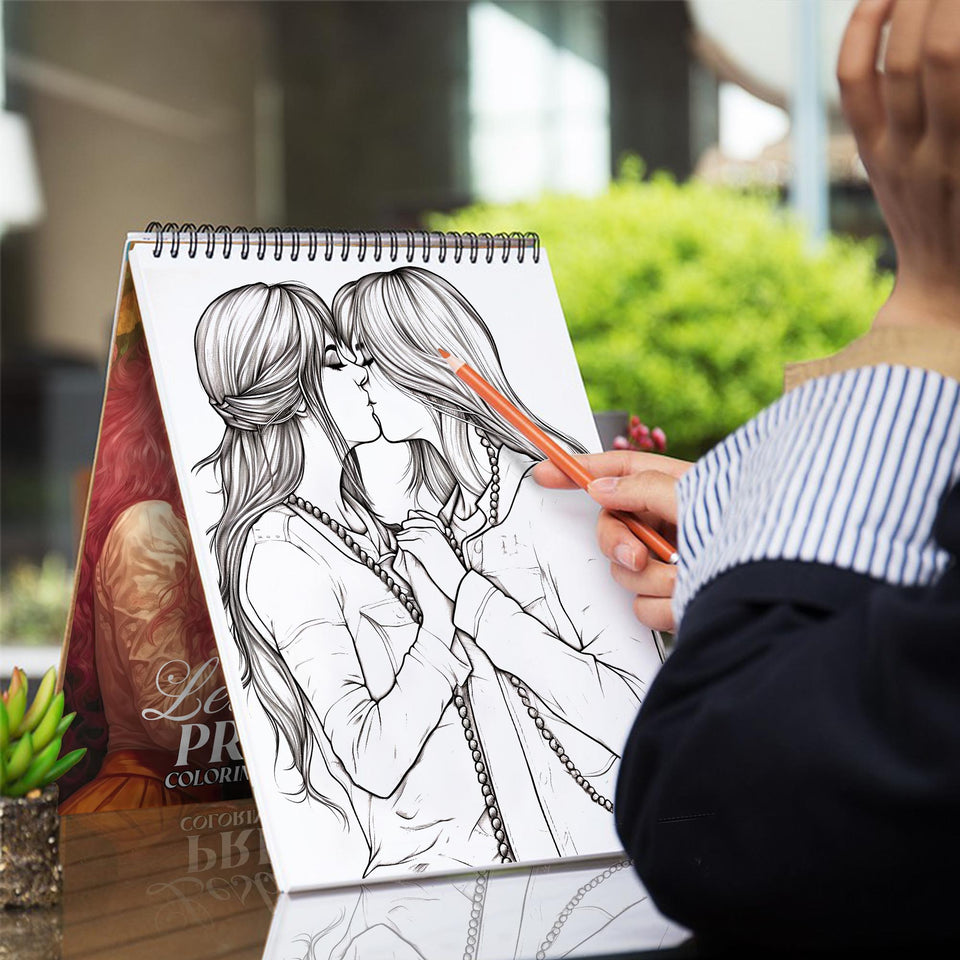 Lesbian Pride Spiral Coloring Book: Embrace the Spectrum of Love with 30 Pages, Inviting You to Color Beautiful Moments of Lesbian Love and Unity