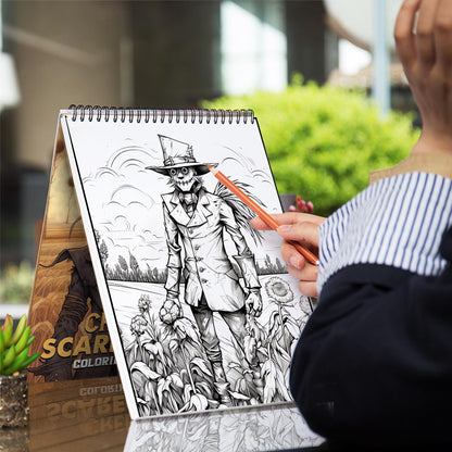 Creepy Scarecrow Spiral Coloring Book: 30 Creepy Scarecrow Coloring Pages, Embracing the Terrors That Haunt the Fields