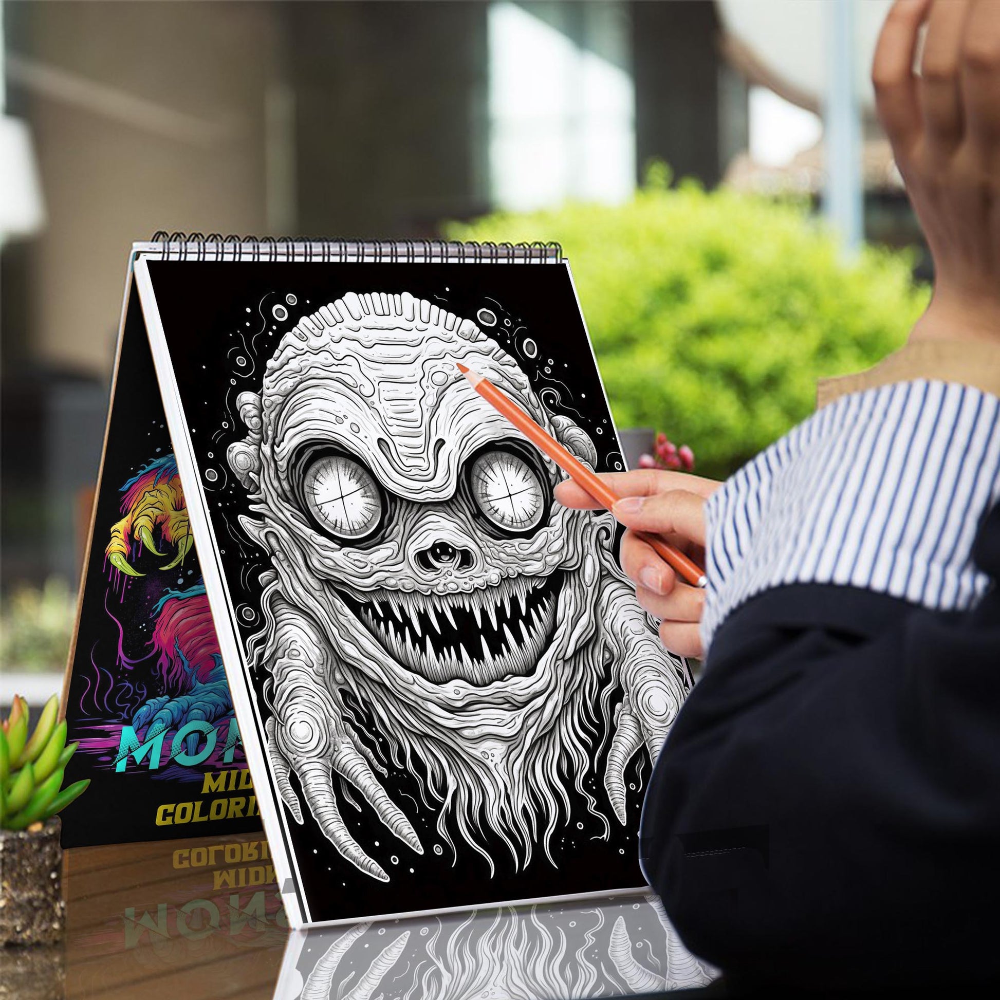 Midnight Monster Spiral Bound Coloring Book: Creepy Kawaii Monster Coloring Pages for Teen and Adults to Relax and Unwind