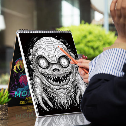 Midnight Monster Spiral Bound Coloring Book: Creepy Kawaii Monster Coloring Pages for Teen and Adults to Relax and Unwind