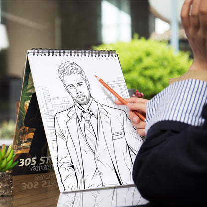 30s Style Man Spiral Bound Coloring Book: 30 Enchanting Coloring Pages, Unleashing Your Creativity in the World of 1930s Fashion