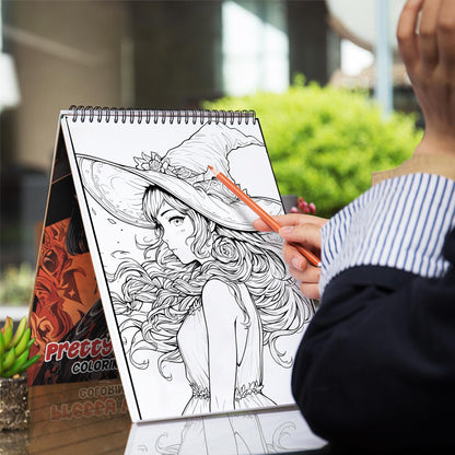 Pretty Witches Spiral-Bound Coloring Book: 30 Captivating Coloring Pages, Offering an Artistic and Reflective Experience 