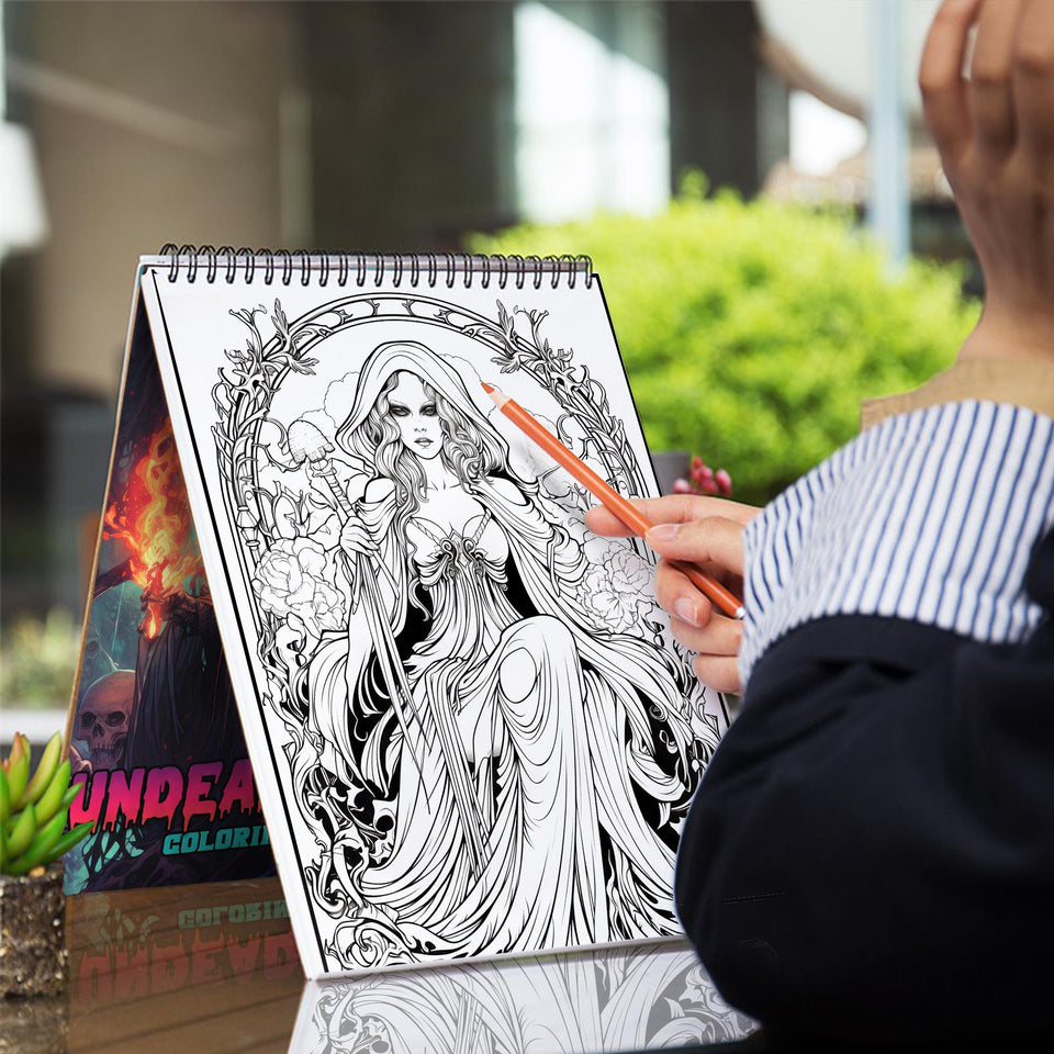 Undead Witch Spiral-Bound Coloring Book: 30 Exquisite Coloring Pages that Showcase the Dark and Magical Aura
