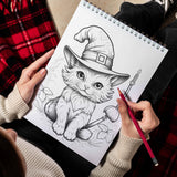 Cute Cat Witching Spiral-Bound Coloring Book: 30 Charming Pages Filled with Enchanting Tales of Cute Cat Witchery