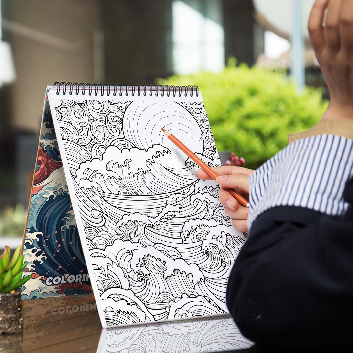 Sea Wave Patterns Spiral Bound Coloring Book: 30 Mesmerizing Coloring Pages for Art Enthusiasts to Create Harmonious and Relaxing Artwork