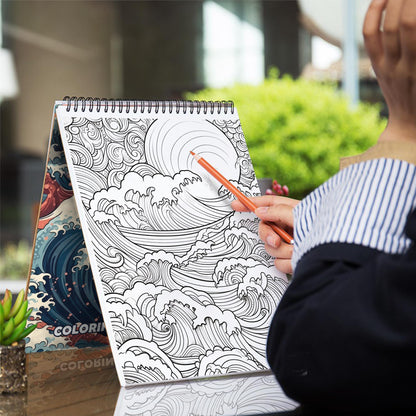 Sea Wave Patterns Spiral Bound Coloring Book: 30 Mesmerizing Coloring Pages for Art Enthusiasts to Create Harmonious and Relaxing Artwork