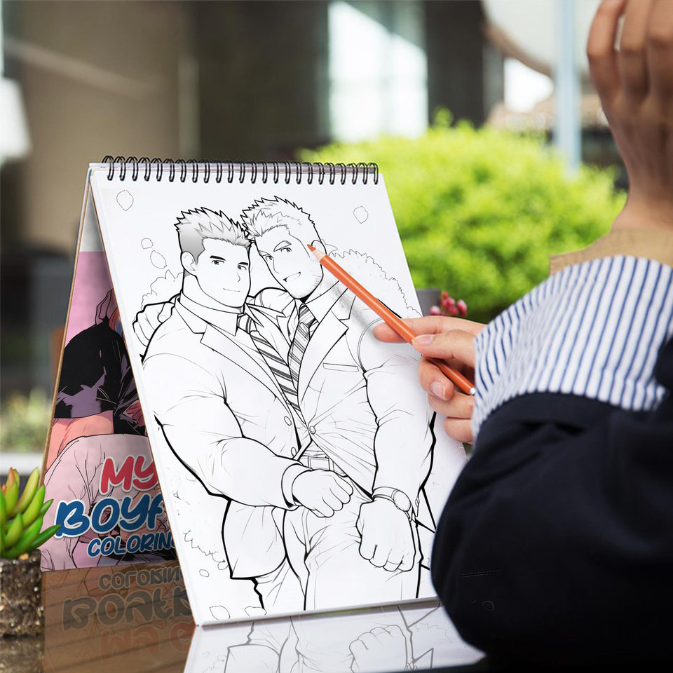 My Gay Boyfriend Spiral Bound Coloring Book: 30 Empowering Pages Depicting LGBTQ+ Couples.
