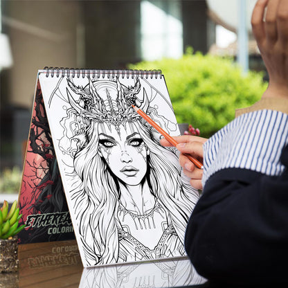 Ethereal Terrors Spiral Bound Coloring Book: 30 Coloring Pages for Gothic Art Enthusiasts to Unleash Their Creative Expression