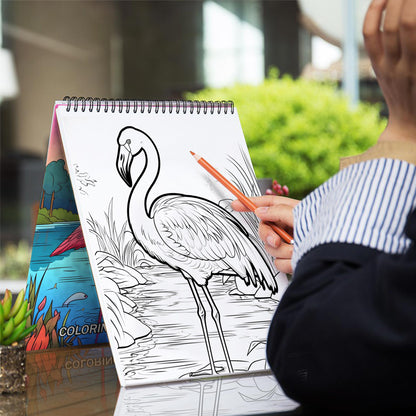 Flamingo Spiral Coloring Book: 30 Pages of Coloring Joy, Bringing to Life the Vibrant Flamingo Scenes of the Tropics