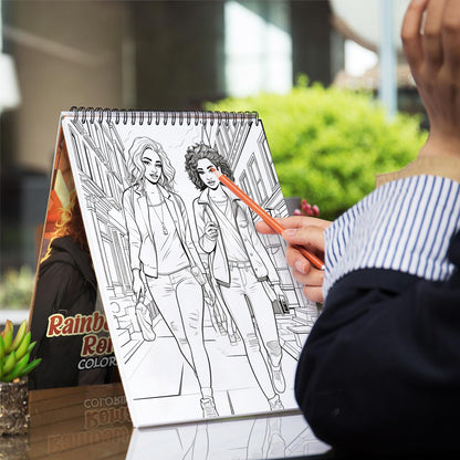 Rainbow Lesbian Romance Spiral Bound Coloring Book: 30 Charming Pages Filled with Heartfelt Moments of Rainbow Lesbian Romance