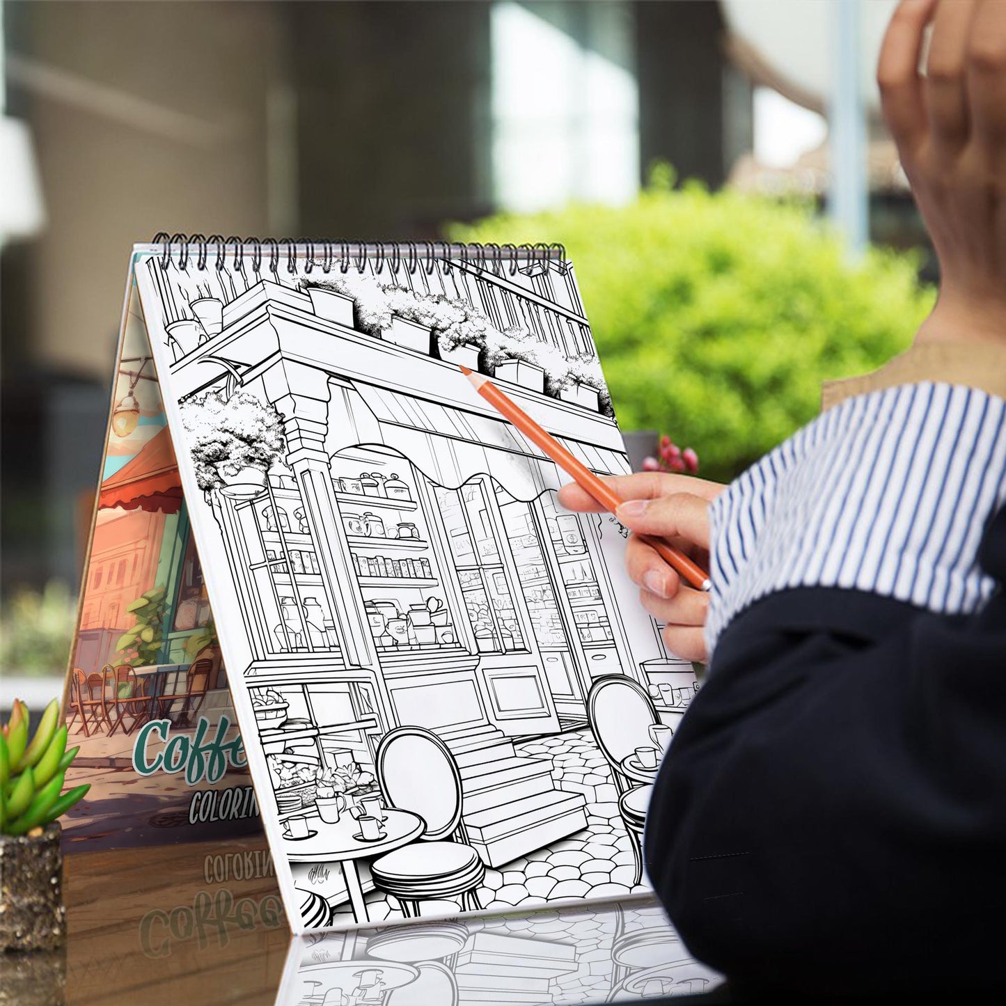 Coffee Shop Spiral Coloring Book: Immerse Yourself in the Cozy Cafe Atmosphere with 30 Captivating Coloring Pages