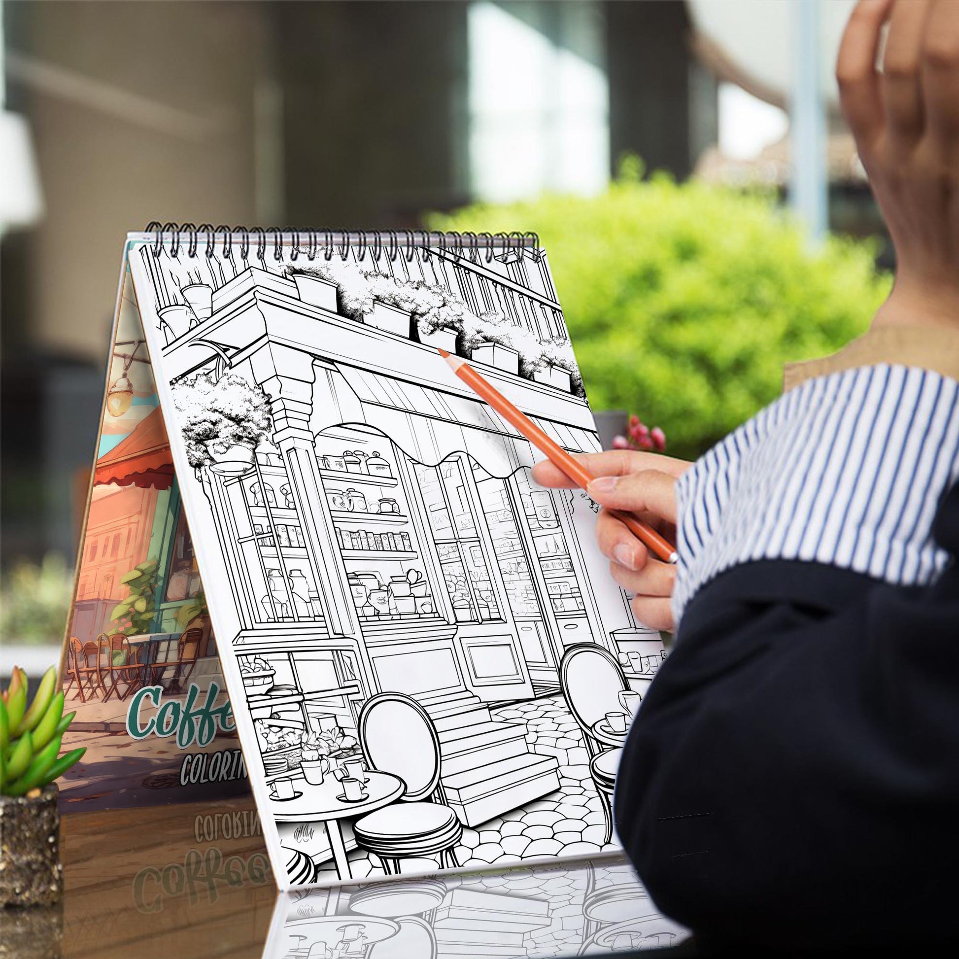 Coffee Shop Spiral Coloring Book: Immerse Yourself in the Cozy Cafe Atmosphere with 30 Captivating Coloring Pages