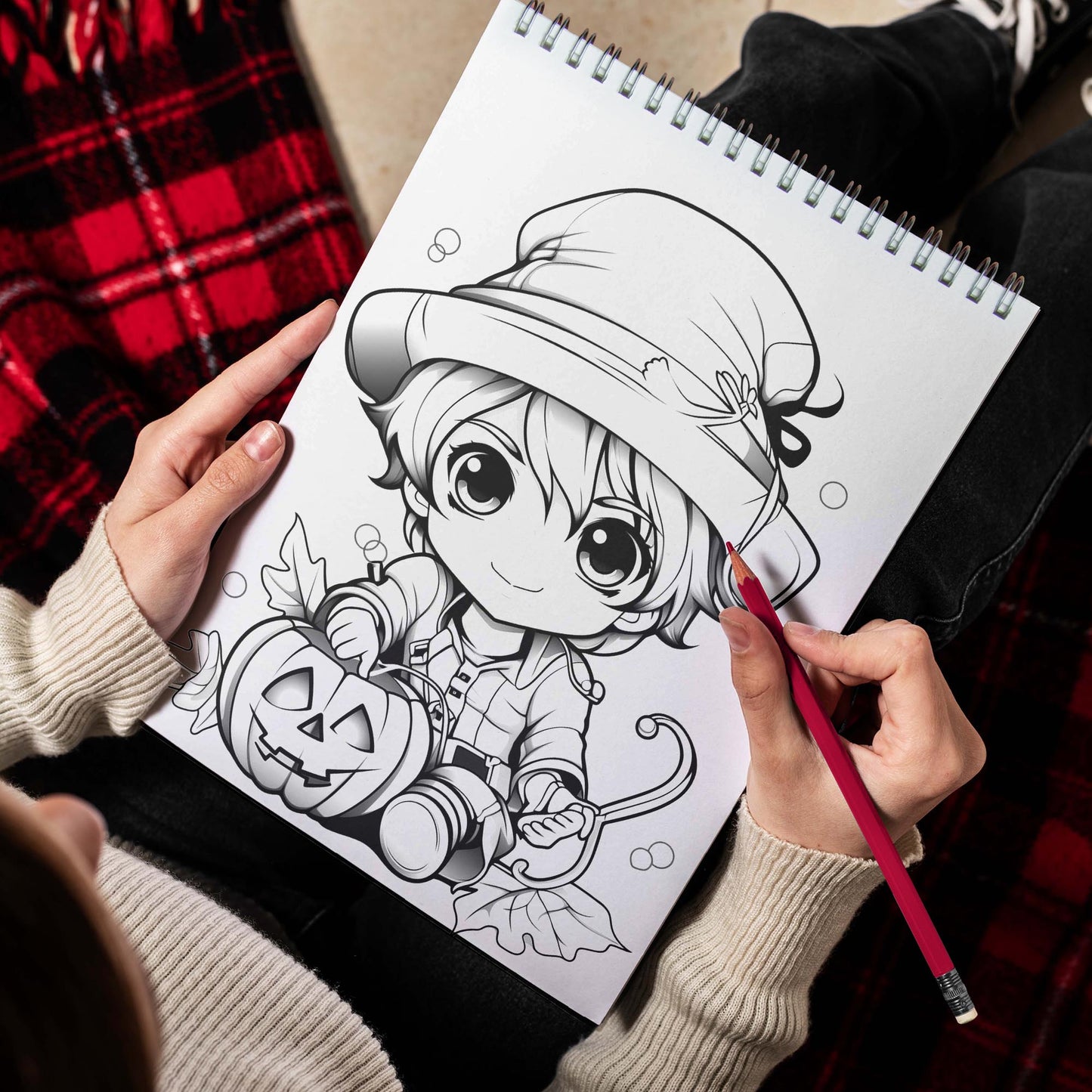 Cute Chibi Halloween Witchy Spiral-Bound Coloring Book: 30 Captivating Coloring Scenes of Cute Chibi Halloween Witches, Ready for Your Artistic Touch