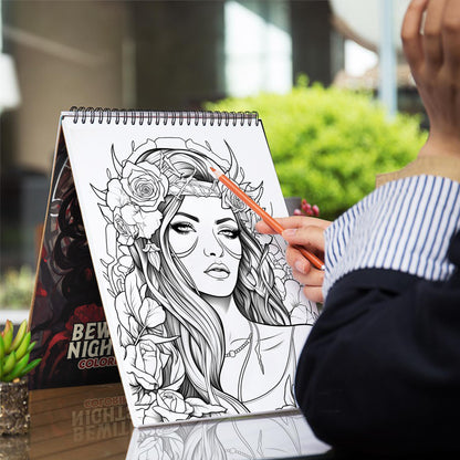 Bewitching Nightshade Spiral Bound Coloring Book: 30 Chilling Coloring Pages of Enchanting Horror Beauty Girls in Bewitching Nightshade