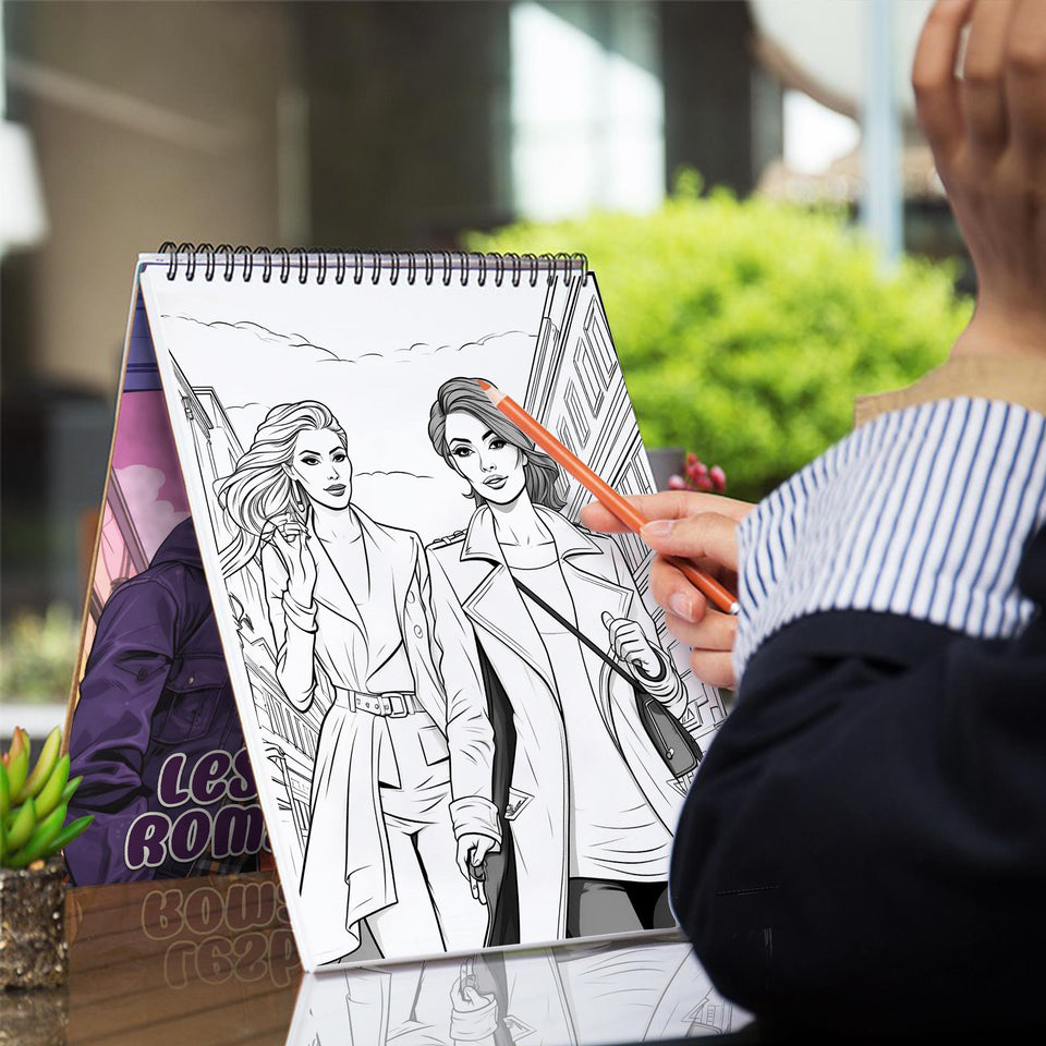 Lesbian Romance Spiral Bound Coloring Book: 30 Charming Pages Filled with Heartfelt Moments of Lesbian Romance