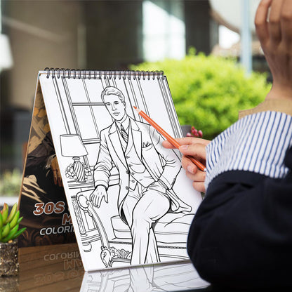 30s Gentle Man Spiral Bound Coloring Book: 30s Gentlemen with 30 Gentle Man Coloring Pages for a Stylish and Artistic Journey