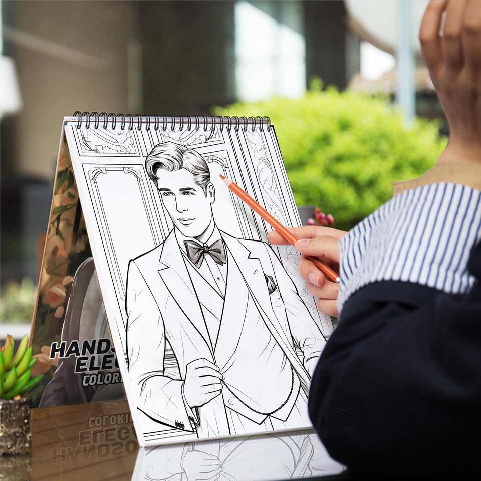 Handsome 30s Elegance Spiral Bound Coloring Book: 30 Enchanting Coloring Pages, Unleashing Your Creativity in the World of Handsome 30s Elegance