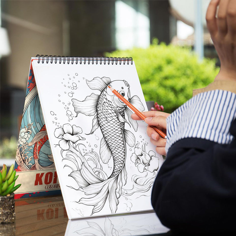 Koi Fish Coloring Book: Unleash Your Creativity with 30 Coloring Pages, Capturing the Harmony and Serenity of Koi Fish in Peaceful Water Gardens