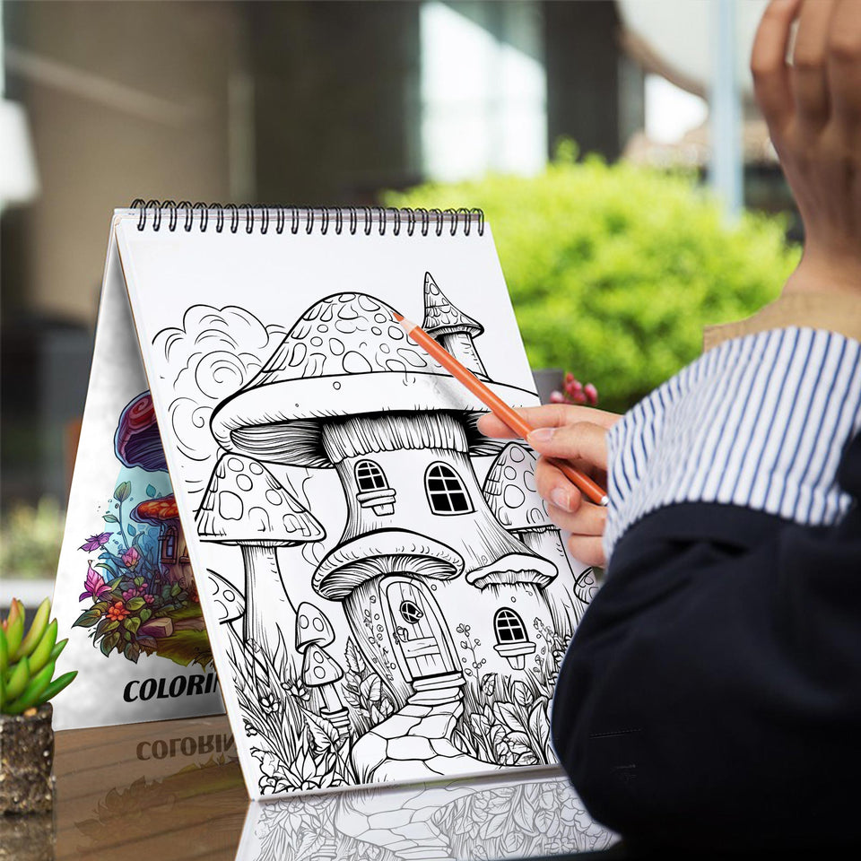 Enchanting Gnomes House Spiral Coloring Book: 30 Imaginative Coloring Pages, Capturing the Intricate Designs and Whimsical Touches of Gnome House Interiors