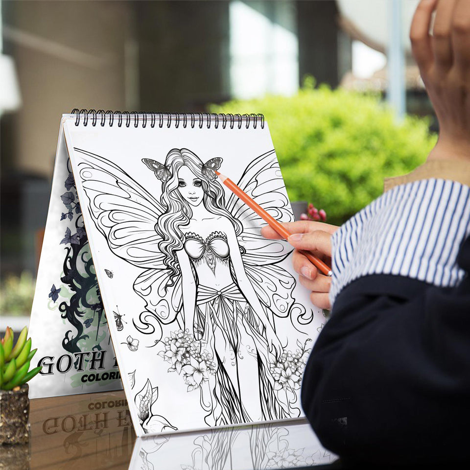 Goth Fairies Spiral Coloring Book: 30 Enchanting Coloring Pages, Bringing to Life Stories of Darkly Magical Gothic Fairies