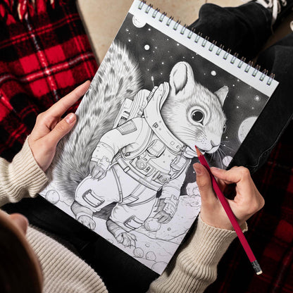 Animal In Space Spiral Coloring Book: 30 Animals in Space for Astronomical Coloring Adventures