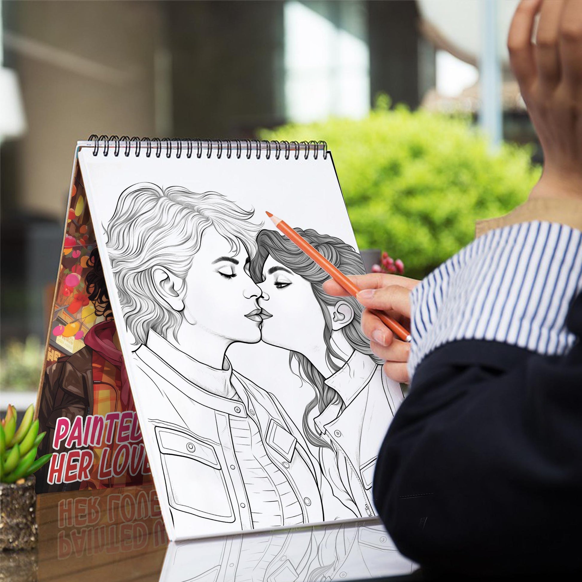 Painted With Her Love Spiral Bound Coloring Book: 30 Captivating Coloring Scenes of Devoted Couples